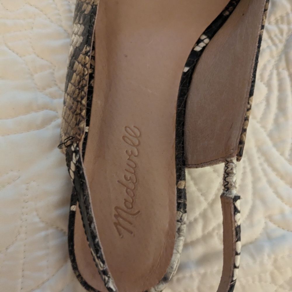 Madewell, The Margot Slingback Flat in Snake Embossed Leather, size 7.5 - Picture 4 of 7